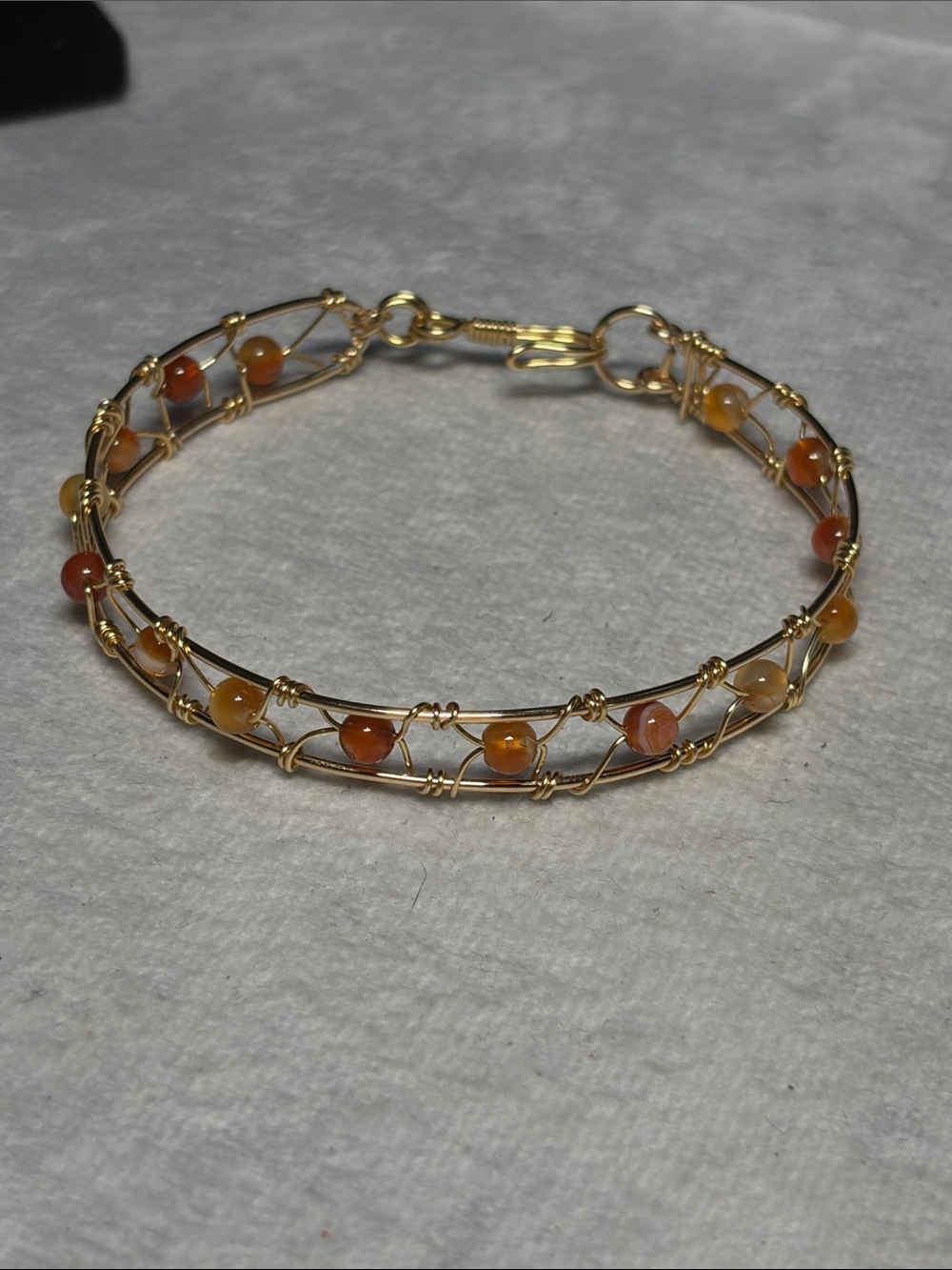 Cleopatra Gold Double Strand Bracelet with Orange Agate Beads